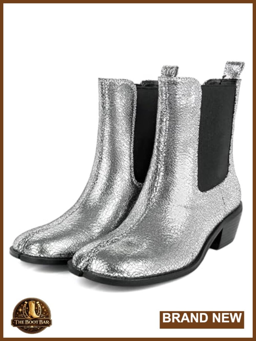 Split Toe Tabi Boots – Faux Leather Block Heel Chelsea Ankle Booties